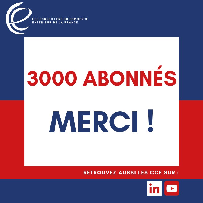 Les_CCE's tweet photo. Vous êtes désormais 3000 à nous suivre - M E R C I 🤩👍#followers #CCE #Export #CommerceExtérieur #Geopolitique #CHM #ObjectifAEC #GuideCCE https://t.co/USPZeKxIMe
