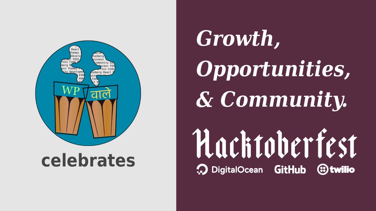 WPWale's tweet photo. #Hacktoberfest is on! This whole month we celebrate &amp; promote open source contributions for personal #growth, professional #opportunities and #community participation with a series of videos to get you started. First video releases on 2nd October. https://t.co/7ODBaOxWaV