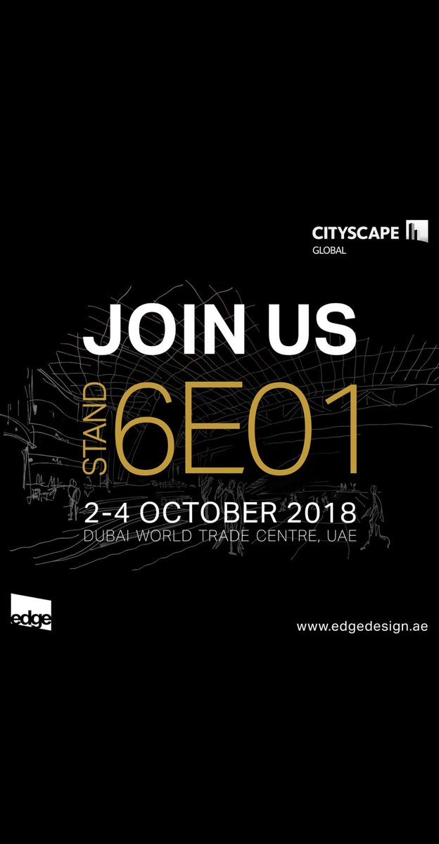EDGEdesign_'s tweet photo. Visit our stand @CityscapeMENA by the entrance to Hall 6.
#cityscape #cityscape2018 https://t.co/2zioim8FJu