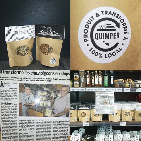 AlbinMonsorez's tweet photo. Les #ChampiChips et les Pleurotes déshydratés sont disponibles chez @Truffaut à #Quimper. Merci à #TruffautQuimper de rentrer dans la boucle #ChampiCycle #EconomieCirculaire #CircuitCourt #zerowaste https://t.co/DjIFrvgKuq