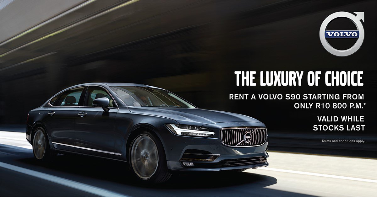 CMHSilverLakes's tweet photo. Swedish luxury on your own terms. Rent the Volvo S90 from only R10 800 pm*. Rental includes Insurance, Tracking unit, Services and Tyres. Contact CMH Volvo Cars Silver Lakes to find out more.
0872500447
https://t.co/huR0SsOzIi https://t.co/CxGWb2SvwR