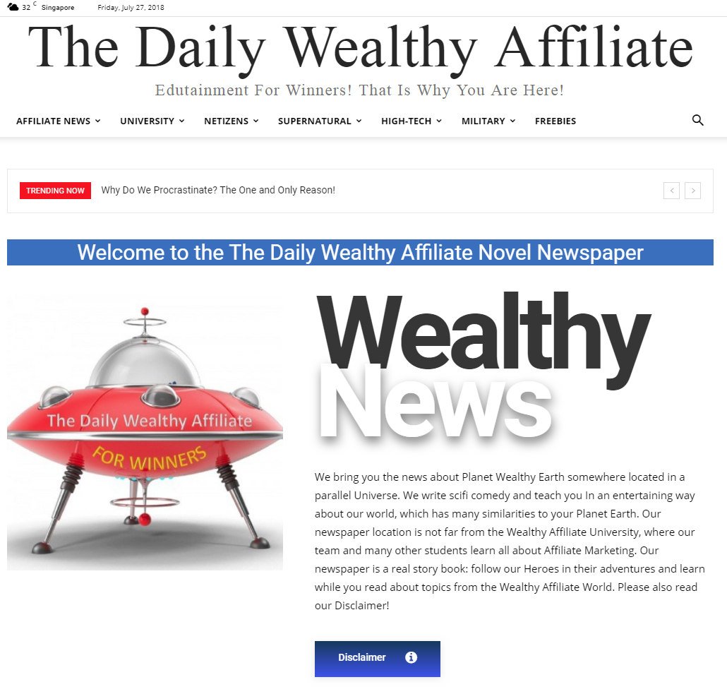 The_DailyWA's tweet image. IT&apos;S HERE! WE LAUNCHED!

Check out our NEW Novel Newspaper! 🤗🛸🍀☕️🍫🤖

Our newspaper is a real story book: follow our Heroes in their adventures and learn while you read about topics from the Wealthy Affiliate World.

#AffiliateMarketing #WordPress 

thedailywealthyaffiliate.com