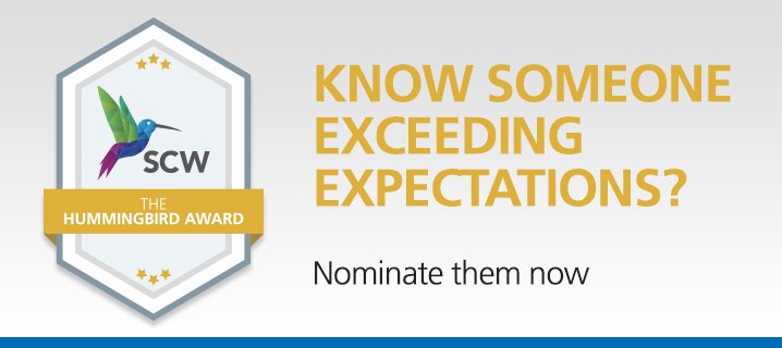 NHSscw's tweet photo. Do you know someone at SCW who has gone the extra mile? 
Our customers and partners can nominate SCW colleagues who have delivered above and beyond with this new quick and easy process: https://t.co/a9B4rH5ig8 #HummingbirdAward #TeamSCW https://t.co/mvRTZIXVGQ