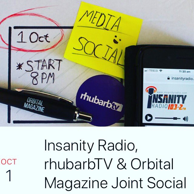 rhubarbTV's tweet photo. Want to learn more about rhubarbTV, Insanity Radio and Orbital Magazine? Then join us tonight 8pm in Crosslands for one big joint social- all welcome

https://t.co/wmpbC5lzgK https://t.co/sYGWi0R4CA
