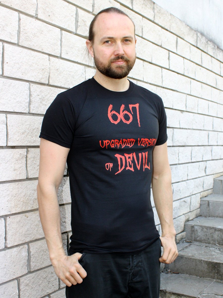 FioletowaKosz's tweet photo. Excited to share the latest addition to my #etsy shop: Black T-shirt for man 667 UPGRADED VERSION of DEVIL https://t.co/rXcxrs5GUL  #tshirt #black #halloween https://t.co/cyrzdA8qYX