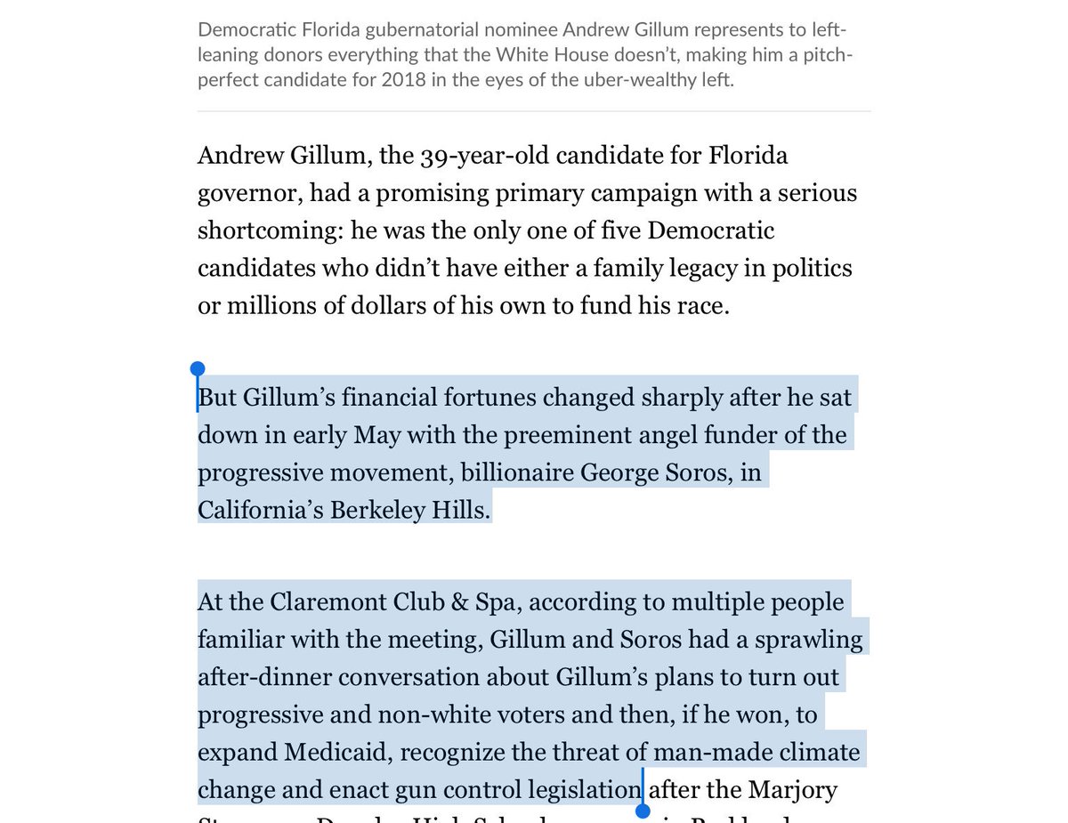 Gillum and Soros sitting in a tree. 