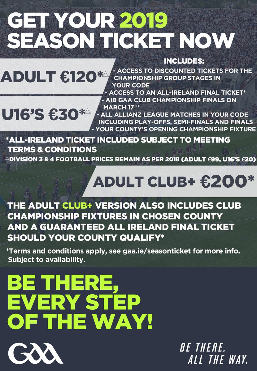 The GAA on Twitter "Get GAA Season ready!! 2019 GAA Season Tickets are