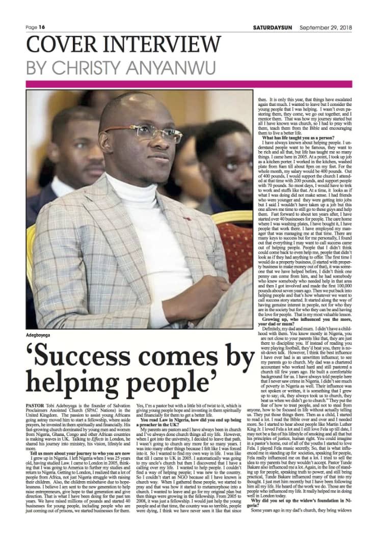 SPACNxtion's tweet photo. In honour of Nigerian Independence Day, Pastor Tobi Adegboyega (@TobiAdex_Online) , SPAC Nation’s leader and founder, has been featured in The Sun News Nigeria! 

Read the article titled “How Fela Influenced My Perception About Life”

👇👇
https://t.co/3r0h761Tar
#SPACNation https://t.co/zqjCmmQjl9