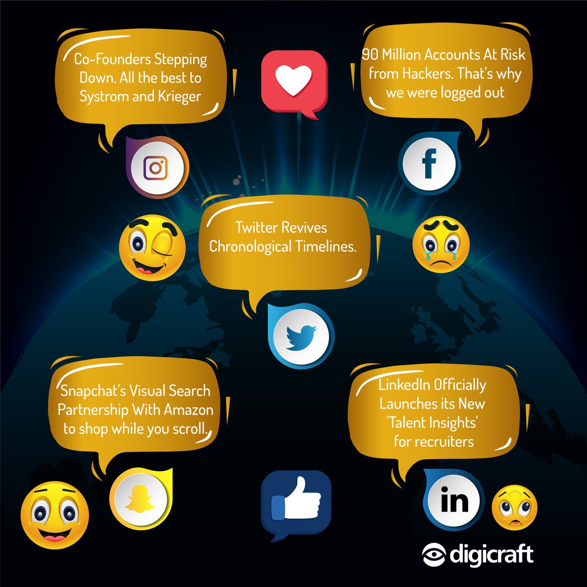 Brittany0Xtu's tweet photo. Around the World of Social Media: .@Twitter revives chronological timelines, .@facebook suffers a breach, 90m accounts at risk .@Instagram co-founders are stepping down &amp; much more #monday #socialmedia #smtoday #DigitalMarketing #HelloOctober https://t.co/3kH7MuvdwA