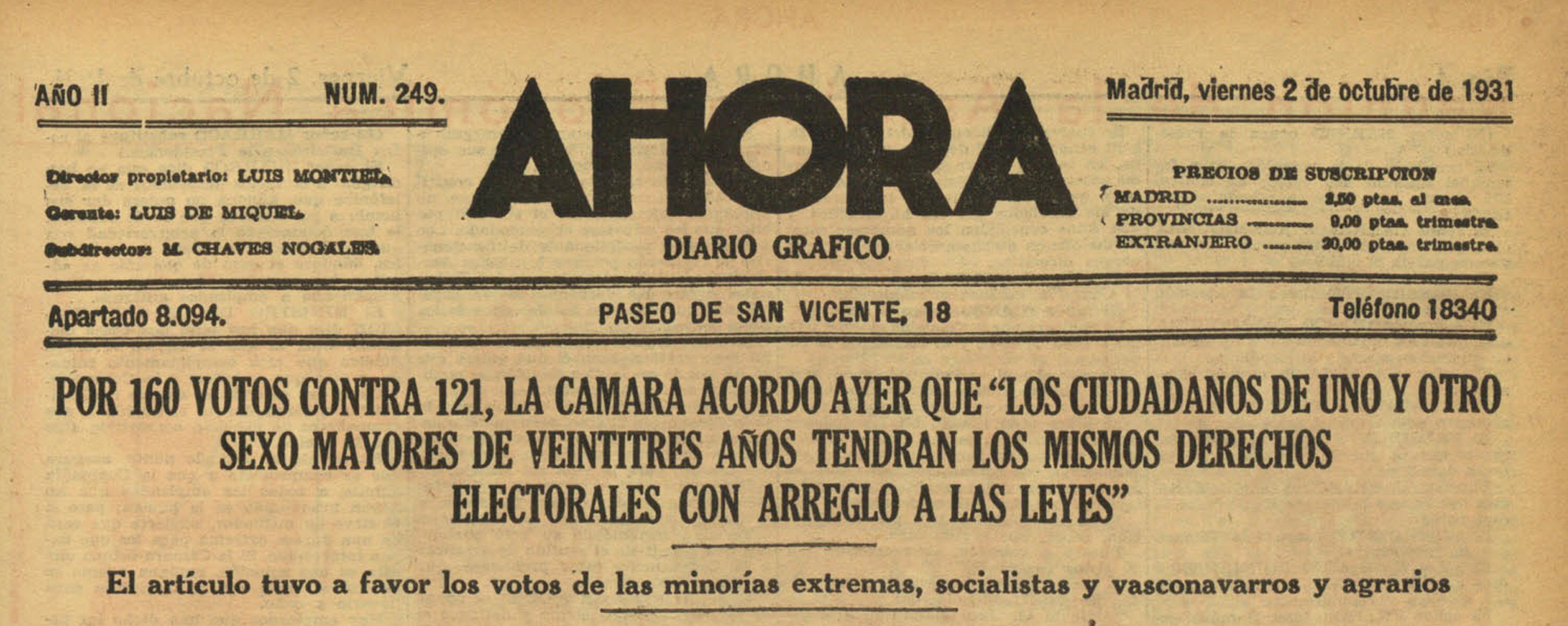 Biblioteca Nacional de España on Twitter: Hoy se cumplen 87 años de la  aprobación en España del derecho al voto de las mujeres. La tarde del 1 de  octubre de 1931, las