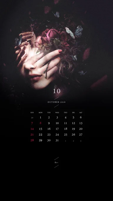 OCTOBER 2018
/ CALENDAR /

10月のカレンダーです。
スマホのロック画面などにどうぞ。 