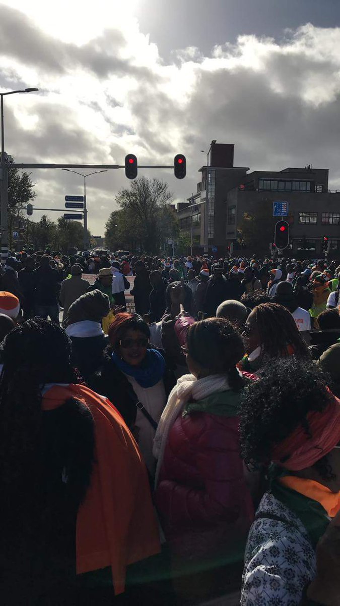 ArseneDogba's tweet photo. The Hague. Laurent GBAGBO Vs  International criminal Court. Here, his supporters who travelled from many countries around the world are in the streets of The Hague in support of their leader. Freedom for Gbagbo. https://t.co/G0uoTNx83s