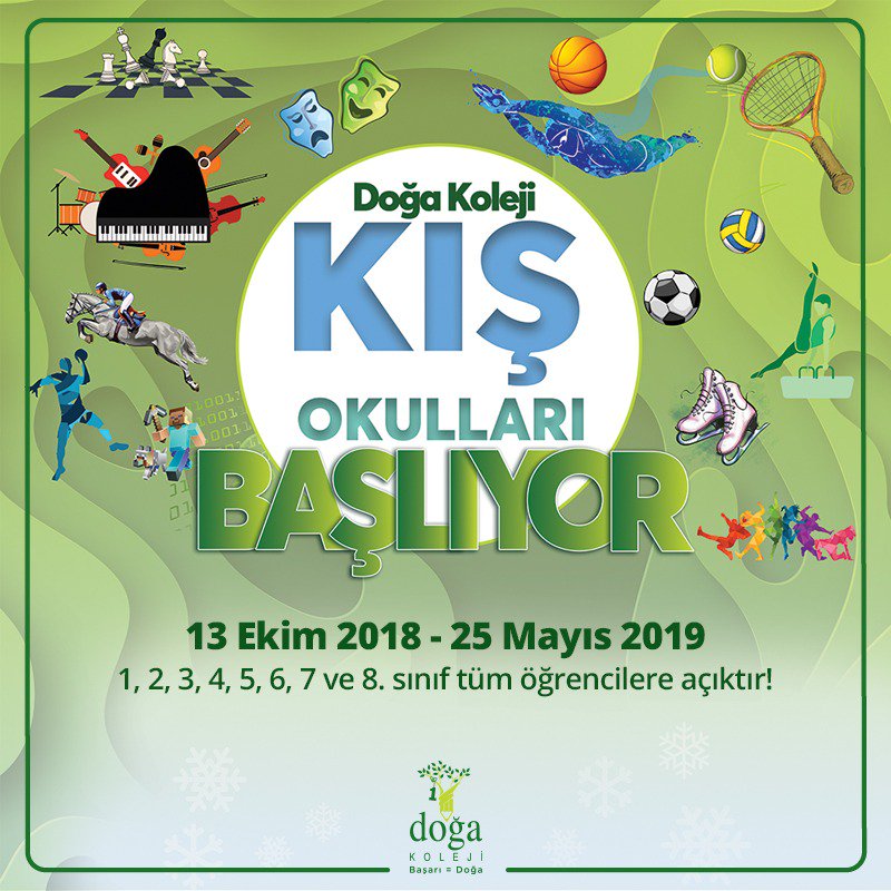 Kodlama ve robotikten müziğe, spordan enstrüman eğitimine kadar çok yönlü ve güçlü bir müfredata sahip olan Doğa Koleji Kış Okulları 13 Ekim’de başlıyor! dogakoleji.k12.tr/kisokulu/