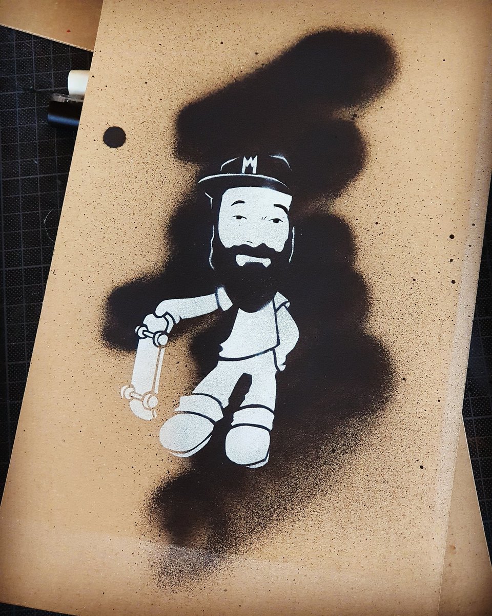 Korporate's tweet photo. This was my original idea for the @process_smith element of the #BattleLines piece...I wanted to be the first to stencil at Battle Lines but it felt like cheating so I left it behind.
#StencilArt #LoveProcess #KorpCutsStencils https://t.co/RIloA3c72K
