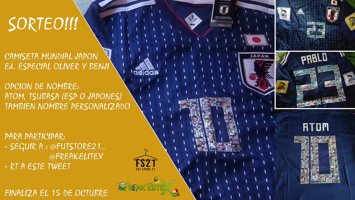 🇯🇵 ¡SORTEO CAMISETA Ed. ESPECIAL DE OLIVER Y BENJI! 🇯🇵 (Nombre y dorsal personalizado) 
Para Participar:
1️⃣Sigue a @FutStore21_ &amp; <a href="/FreakEliteX/">FreakEliteX</a>
2️⃣ RT a este Tweet

🕓Finaliza el 15 de Octubre!

🍀¡SUERTE A TODOS/AS!🍀