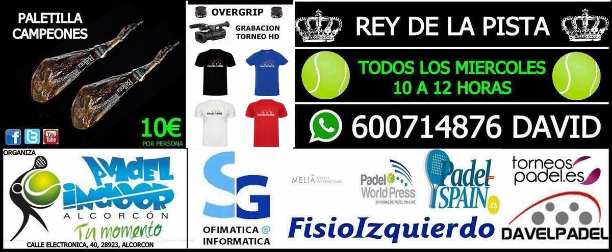davelpadel's tweet photo. ¡Rey de la Pista Miercoles 3 de Octubre de 10:00 a 12:00 Horas en Padel Indoor Alcorcon! ¡Paletilla para Campeones! ¿Te animas?
600714876 😊 https://t.co/KJZmPpYVnk