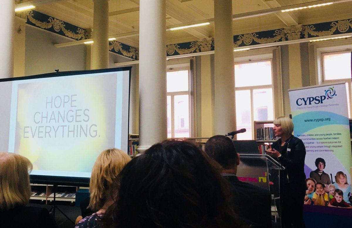 Helen McKenzie <a href="/safeguardingni/">Safeguarding Board for Northern Ireland</a> provides an overview of the EITP trauma informed practice project that will develop a consistent language to support children &amp; families affected by ACEs through workforce development &amp; practice #acesni  #belfasthealthycities18