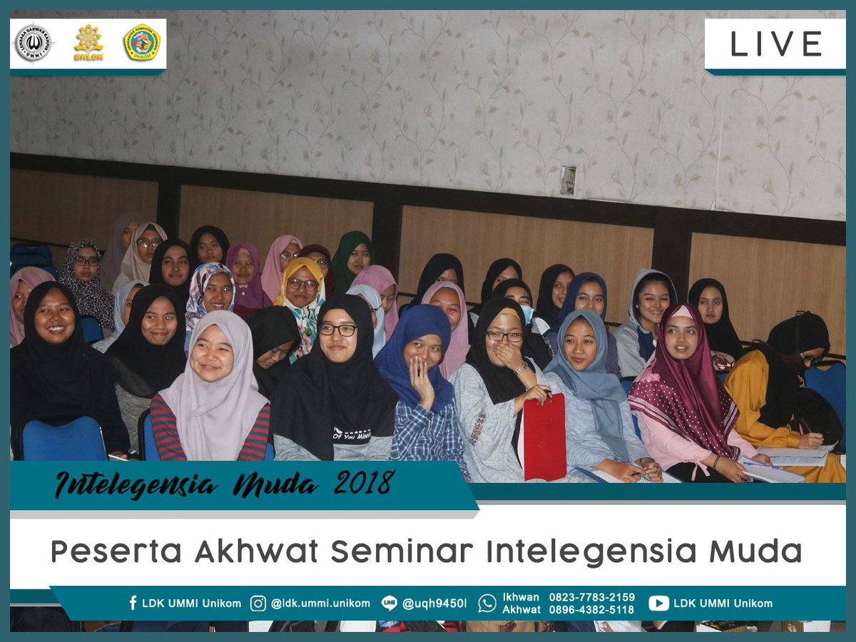 [LIVE REPORT]
===OPEN HOUSE LDK UMMI UNIKOM===

Pesera Akhwat Seminar Integelensia Muda.
.

#hijrah #NgajiAsik #YukNgaji #NgajiBarengLDKummi #NisaaLDKummi #NgajiOK #KuliahOK #DakwahYes #HijrahKu #PemudaHijrah #ldkummi #unikom #bkldk #tauhid #mahasiswa #intelegesiamuda #2k18