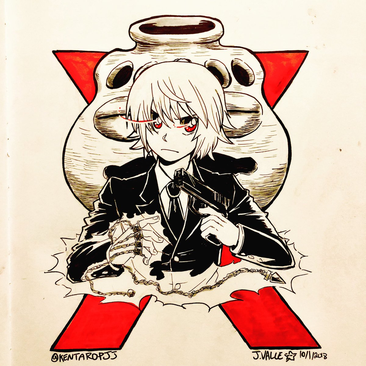 KentaroPJJ's tweet photo. Here we go! #Inktober #InktoberDay1 #inktober2018 #HxH #HunterxHunter #Kurapika https://t.co/05jbAs5vLy