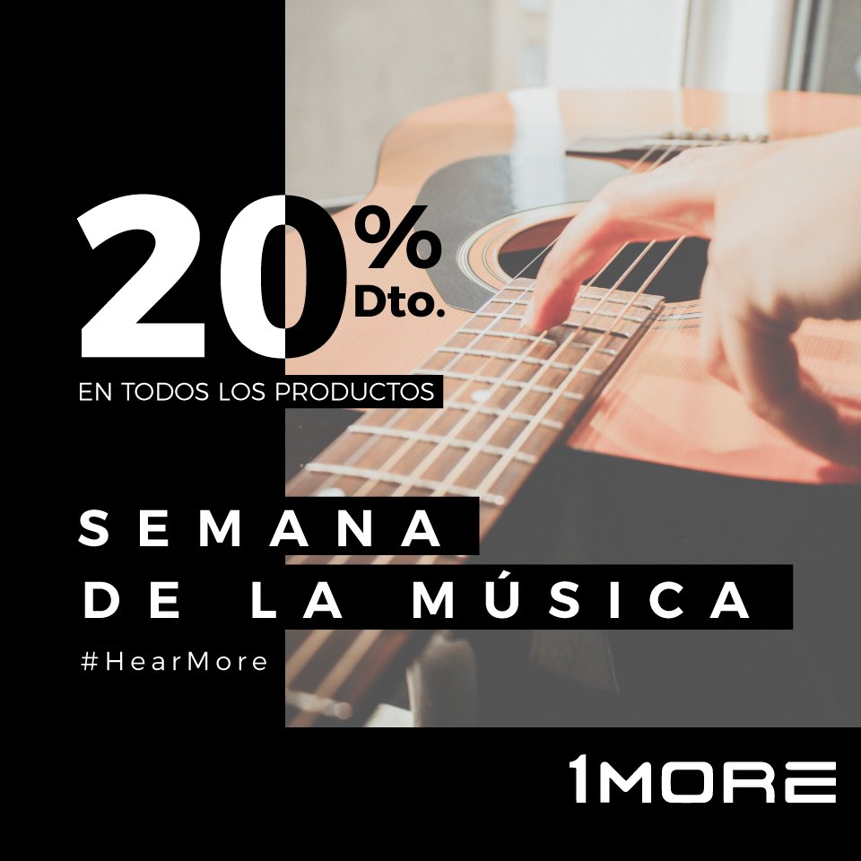 Renueva tus viejos auriculares por unos <a href="/1MORE_Es/">1MORE Spain</a> en la Semana de la Música de #1MORE: 20% de Dto. en todos nuestros auriculares. 
👉 bit.ly/2OoK7o2
*
Promo válida hasta domingo 7 de octubre. 
#SemanaDeLaMúsica #HearMore #Descuento #Auriculares