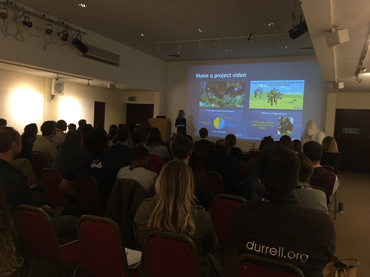 DurrellWildlife's tweet photo. #DurrellSymposium18: PhD student Sarah Richdon shares her experiences using crowdfunding for conservation, plus its benefits &amp; some useful tips! Thanks @SarahRichdon https://t.co/fi3TPVFaN6