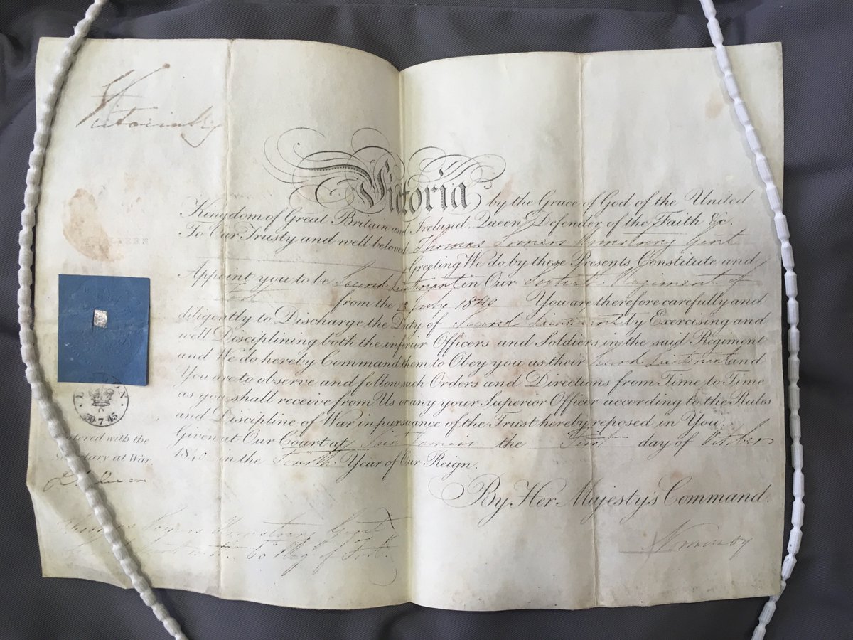 UL_SpecColl's tweet photo. #OTD 1 Oct 1840, order by Queen Victoria appointing Thomas Somers Armstrong (1822-1847) as Second Lieut in the 60th Regiment of Foot (P6/963). Read more about the Armstrongs of Moyliffe at https://t.co/AymdPVC2cZ #ww1ul #ArmstrongCollection #SpecialCollections @ULLibrary @ww1ul https://t.co/PTD78rIwDi
