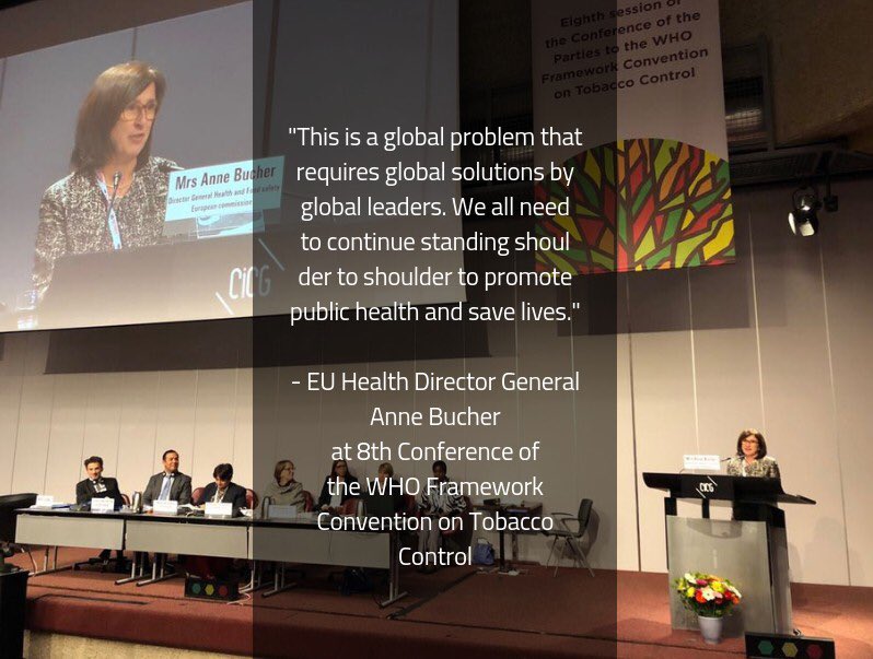 EU_UNGeneva's tweet image. "Seventy-percent of smokers were under the age of 18 when they started smoking – and I am determined that we do more to protect our children and young people"@EU_Health Director General Bucher at opening of  #COP8FCTC #UNTobaccoControl