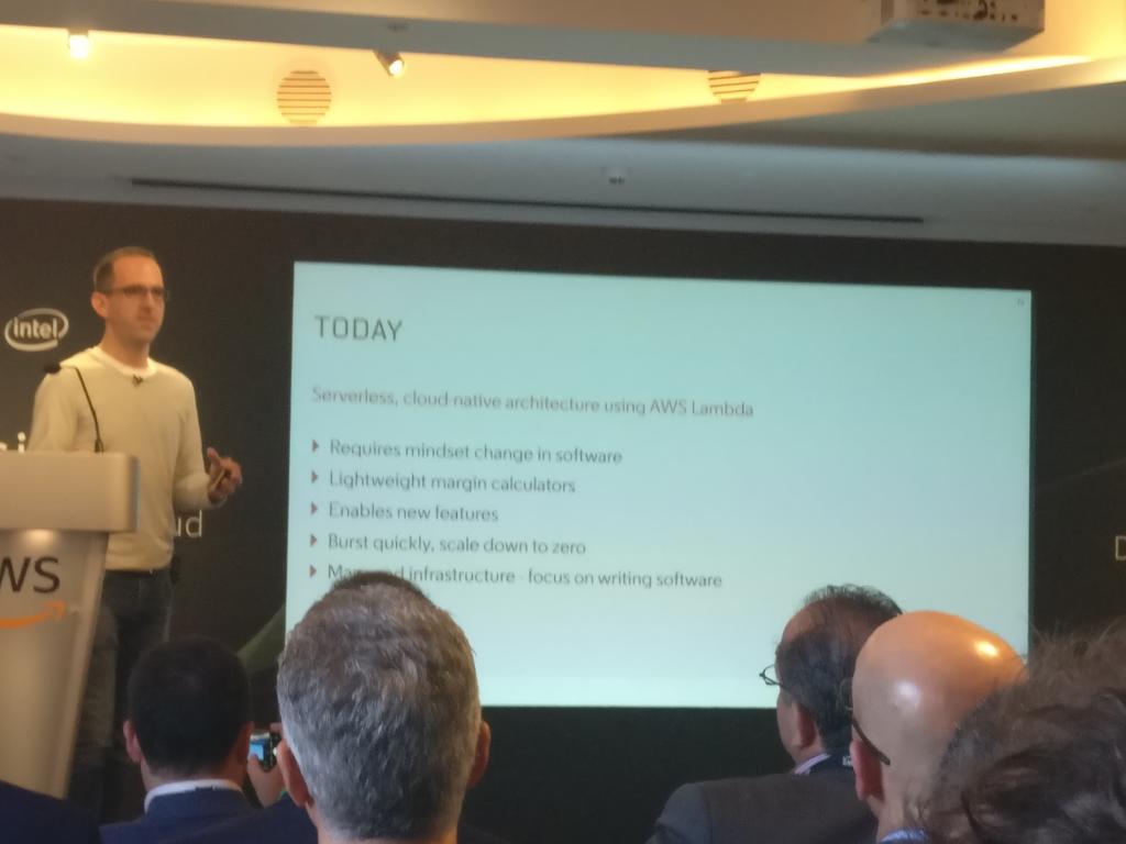 NikolayMetchev's tweet photo. Move away from a long lived traditional process to a serverless solution using AWS Lambda. #AWS @AWS_UKI @AWSonAir #opengamma much easier to handle bursty traffic https://t.co/pRya43D4f9