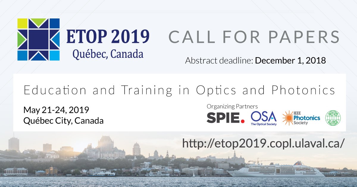 Only two months left to submit a paper for the largest international conference on education in optics and photonics!
#ETOP2019 #teachingoptics
