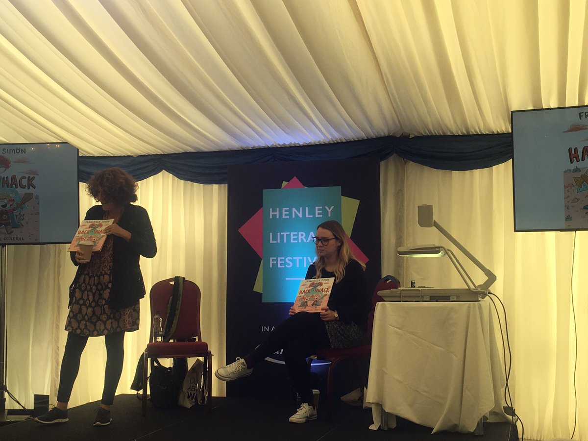 FaberChildrens's tweet photo. Event two at @HenleyLitFest with @c_cotterill and @simon_francesca! We are finding out just how badly behaved Viking really are https://t.co/xN64uLrBQs