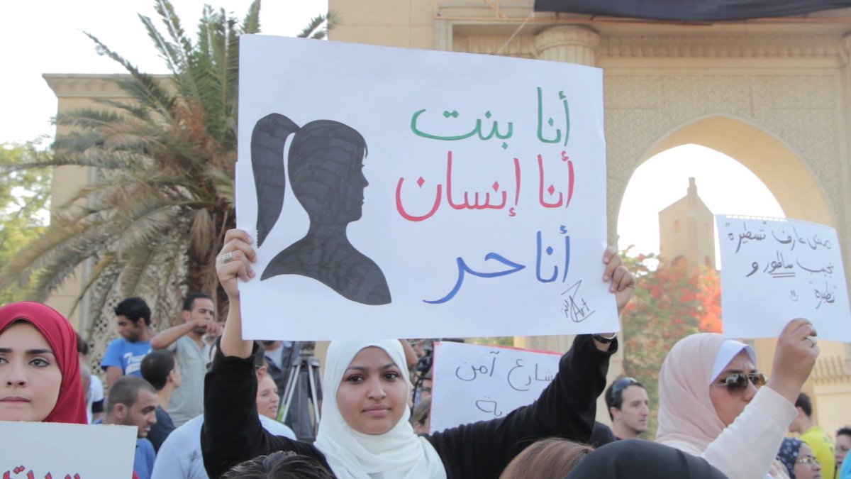 JourneymanNews's tweet photo. An activist in #Egypt has been jailed for making a video on the country's sexual harassment problem, as a shocking 99% of Egyptian women say they have experienced harassment. 

Watch @jennyfilmsit's report on activist's efforts for change: https://t.co/FwSL3tNISA https://t.co/uWdOf6QL7k