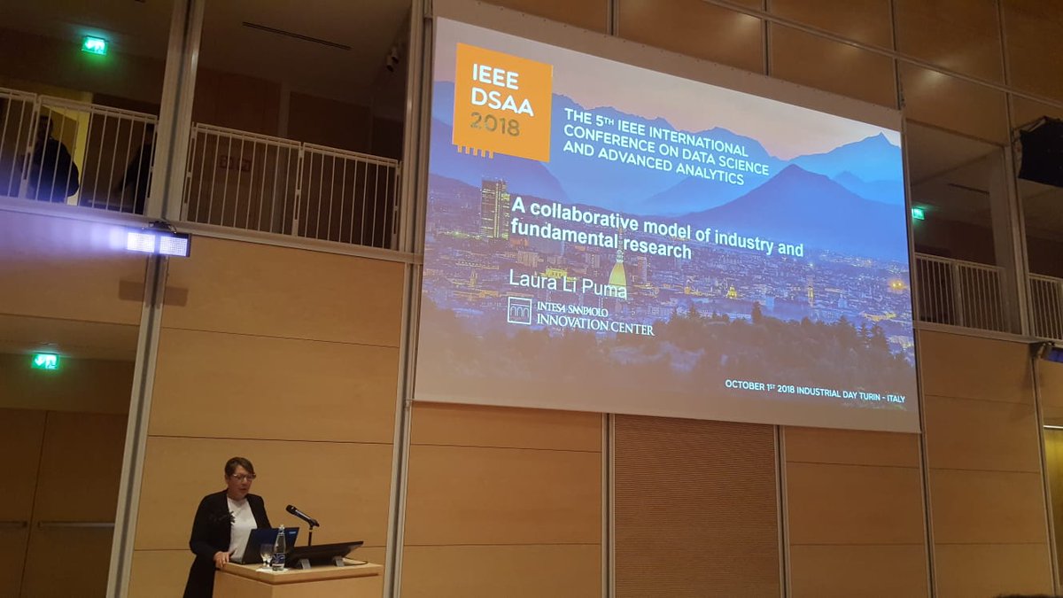 intesasanpaolo's tweet photo. Per @IEEEDSAA Laura Li Puma, Intesa Sanpaolo Innovation Center, parla di “Artificial Intelligence Laboratory: un modello di collaborazione fra industria e ricerca” con i colleghi del Risk Management e di Banca IMI, Marco Lamieri e Andrea Prampolini https://t.co/OFvQkqU5bF https://t.co/bShUZ8K3lO