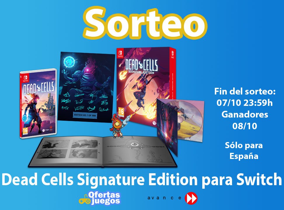 Sorteamos Dead Cells Signature Edition para Switch
Para participar:
🔹RT este tweet
🔹Sigue a @AvanceOficial
🔹Sigue a <a href="/ofertasenjuegos/">ofertasenjuegos</a>