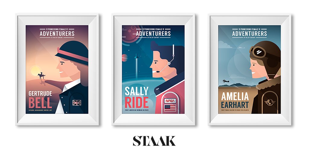 We've made a series of illustrations depicting 3 kick-ass women of the 20th century. Aviator #AmeliaEarhart, Explorer #GertrudeBell and #NASA astronaut #SallyRide are intended to inspire tomorrow's adventurers! Available now on our #Society6 - preview.tinyurl.com/yabr4lw2 #Feminism