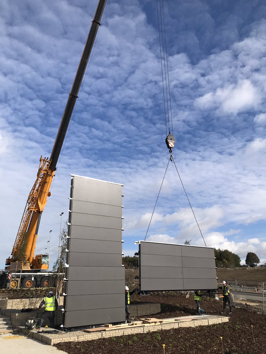 NucleusSignsLtd's tweet photo. We started installing the four feature totems at @ThorpeParkLeeds today!! Great day for a bit of crane action. https://t.co/UzldTR56v2