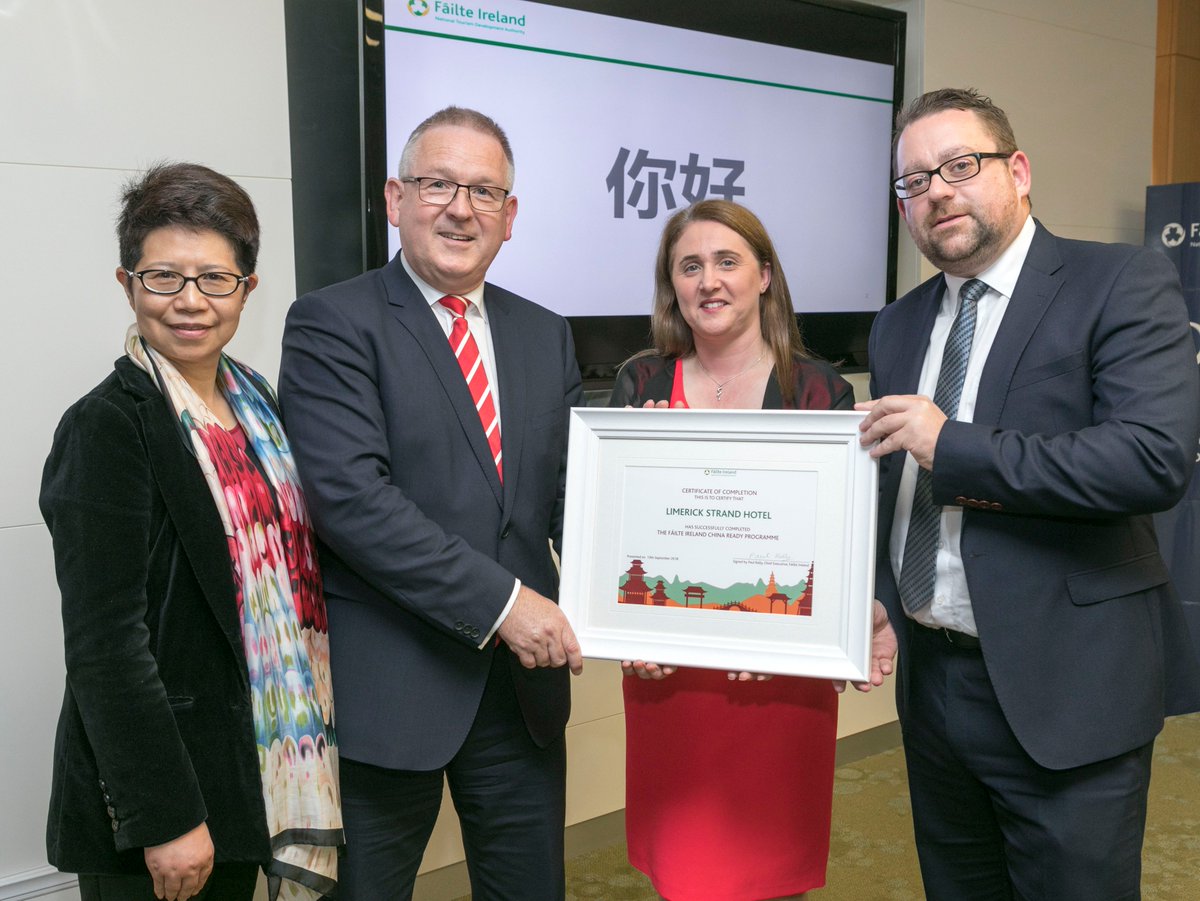 LimerickStrand's tweet photo. We are excited to announce the @LimerickStrand is Limerick’s first hotel to be China Ready! completing @Fáilte_Ireland Get China Ready programme #COTRI Last year, an estimated 70,000 Chinese visitors travelled to Ireland & that number is expected to substantially increase. https://t.co/GmadK6v0tm