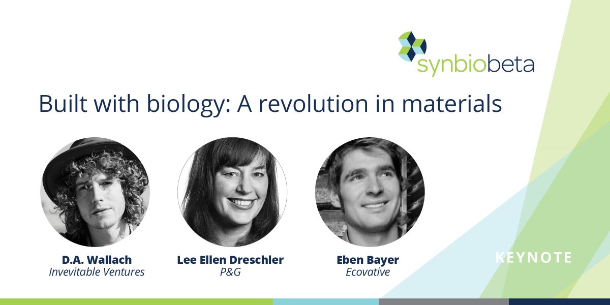 SynBioBeta's tweet photo. Watch the live stream of our #SynBioBeta2018 session today: "Built with #biology: a revolution in #materials" with @ebenbayer of @ecovative, @dawallach of @InevitableVC and Lee Ellen Drechsler of @ProcterGamble https://t.co/9cVh3CWlib #synbio #biomaterials #biotech #sustainable https://t.co/tFFcoJX7pB