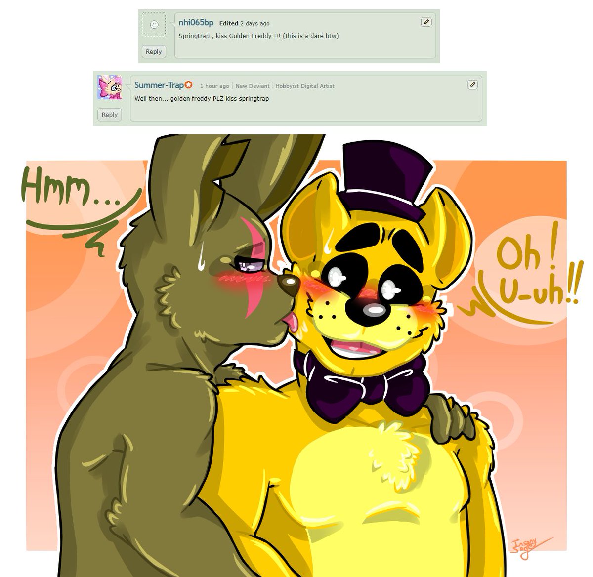 InsanySage's tweet photo. [#Request on @DeviantArt ]
#FNaF - #Golden_Freddy's Answer to Summer-Trap !
FNaF - #Funtime_Foxy's Answer to cikotherobotbunny !
FNaF and me - #Freddy_Fazbear and me's Answer to DenTheGreenSlime !
FNaF - Golden Freddy and #Springtrap's Answer to Summer-Trap and nhi065bp !
#Insany https://t.co/FGy4Y8egfp