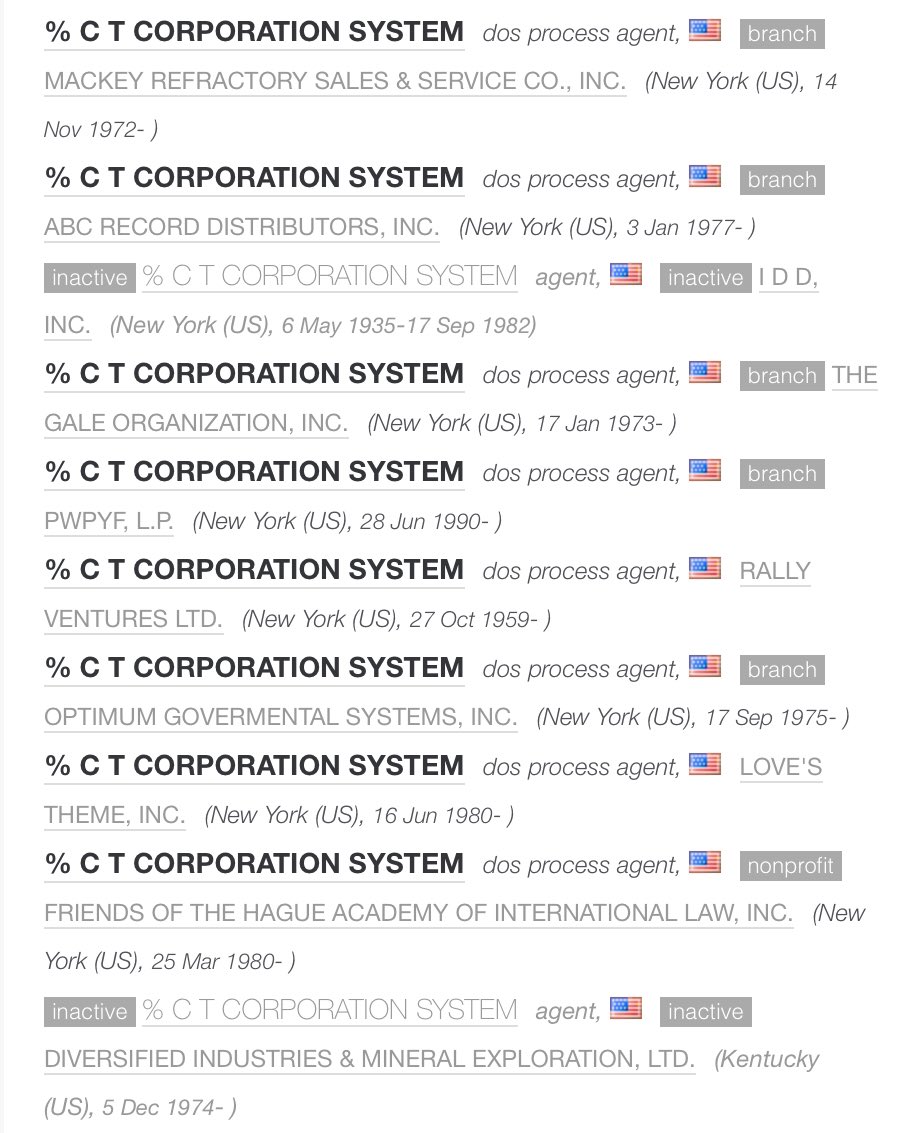  https://opencorporates.com/officers?q=C+T+CORPORATION+SYSTEM