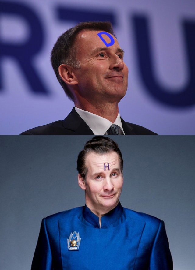 Jeremy Hunt vs Arnold Judas Rimmer for Foreign Secretary. Take your pick. Votes please. Apologies Chris Barrie.