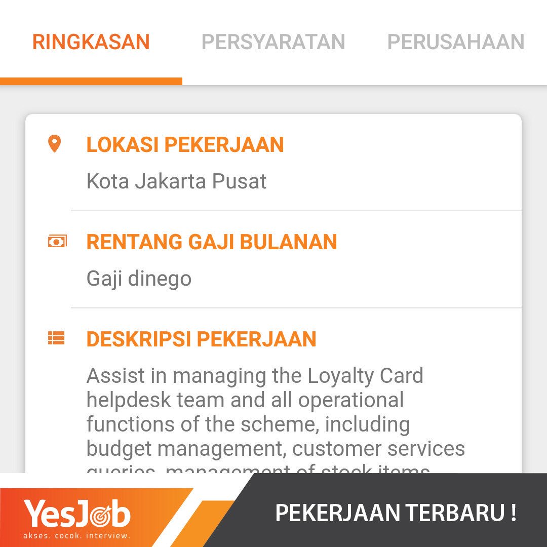YesJobApp's tweet image. Hi buat kamu yang di Jakarta, ada lowongan kerja buat kamu di salah satu mal terbesar. Mau tau caranya? Gampang aja langsung download aplikasi YesJob dan lengkapi profile data yqng diperlukan. Kemudian kita liat aja beberapa saat kalo km cocok akan mendapat notifikasi di hp kamu.
