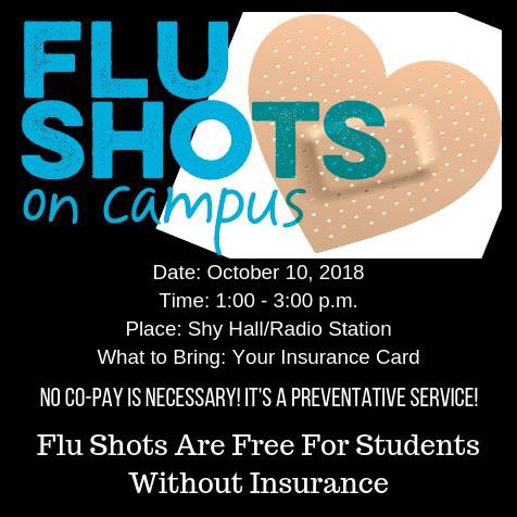 thelanecollege's tweet photo. Flu Shots will be available on campus October 10! Bring your insurance card. Students without insurance can get their shots for free!
DATE: October 10, 2018
TIME: 1- 3pm
PLACE: Shy Hall/ Radio Station
#LaneCollege #WeAreLane #LCHealth #HBCU https://t.co/UTl1JIelce