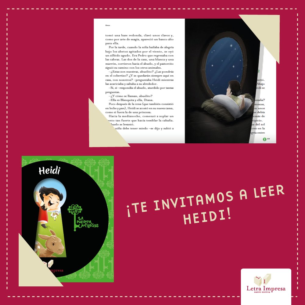 Te invitamos a conocer más sobre la clásica novela de Johanna Spyri. Consultá uno de los capítulos y metete en el mundo de las aventuras de Heidi y sus amigos Pedro, Copito de Nieve y Blanquita: bit.ly/2NdeRUr