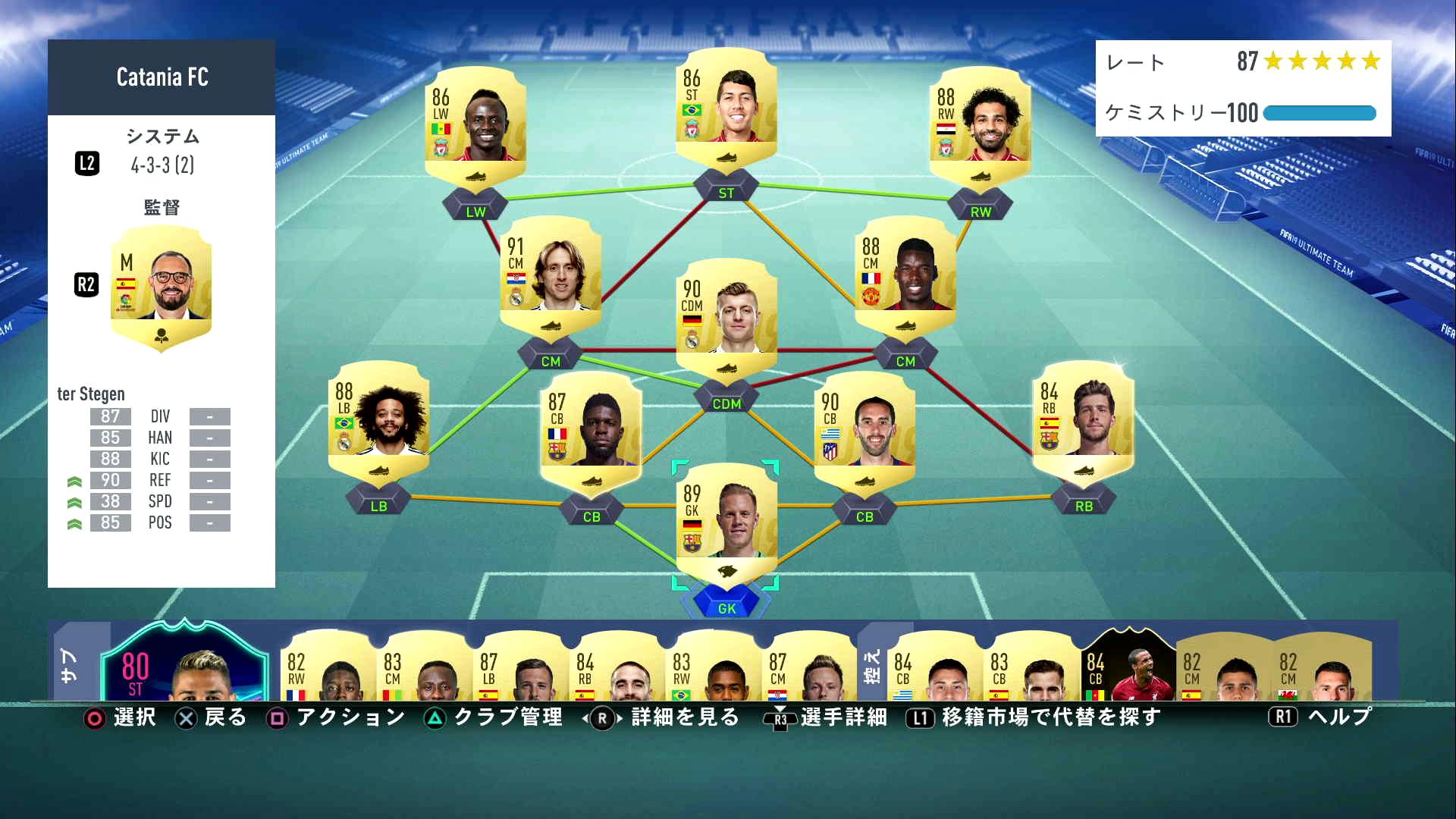 なんて骨体 Futやってるんだけど Cbとトニクロース以外は全員ダブルタッチ使える面子 フィルミーノのケミストリーmaxはやばい Fifa19 T Co 7cmfpe3urd Twitter