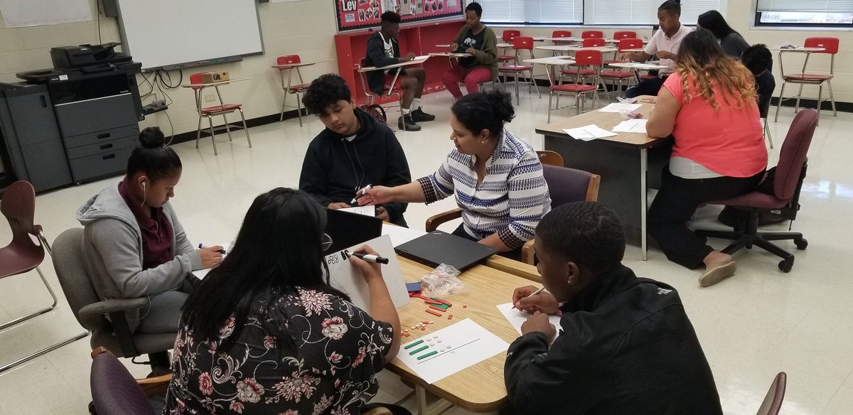 ChadBroome1's tweet photo. Math tutors working with @MonroeHS_NC students using algebra tiles to model solving equations. #buildingconceptualunderstanding @HealyLaurel @AGHoulihan https://t.co/mTLhN66Azj