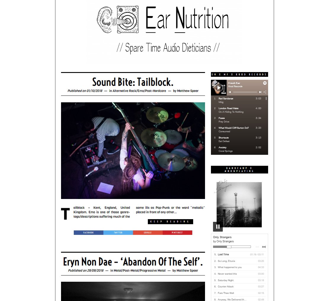 HornHoofRecords's tweet photo. Shout out to Matt at @NutritionEar for embedding the #OnlyStrangers EP on their website!
Its a proper cool site, go check it out https://t.co/JPaqQXKGzG https://t.co/Nj80Rac6mc