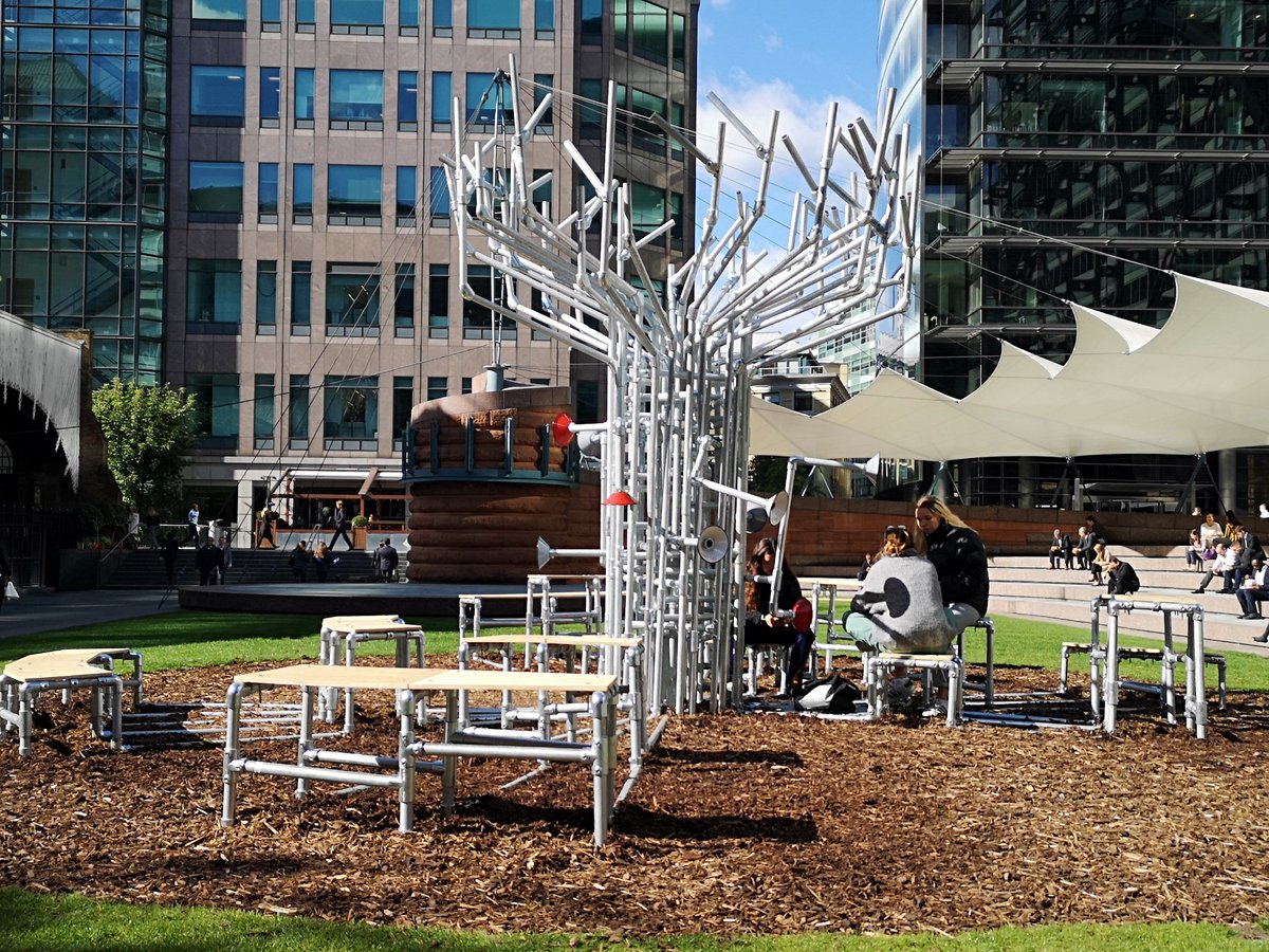 ChapmanJS's tweet photo. ‘A tree come true’ by students &amp; @scale_rule, materials from @WeAreMcAlpine. A focal point for social interaction, to engage with our surroundings, form lasting memories, create new encounters. @thecitycentre @broadgateLondon #BroadgateDESIGN #generationpopup @pgsmurray https://t.co/WrMhGFV2wl