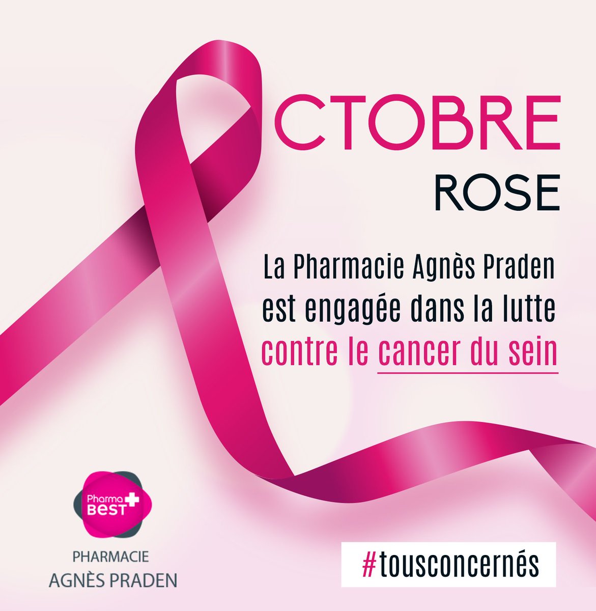 [OCTOBRE ROSE] La Pharmacie Agnès Praden, une pharmacie engagée !
Faites vos dons >> cancerdusein.org
