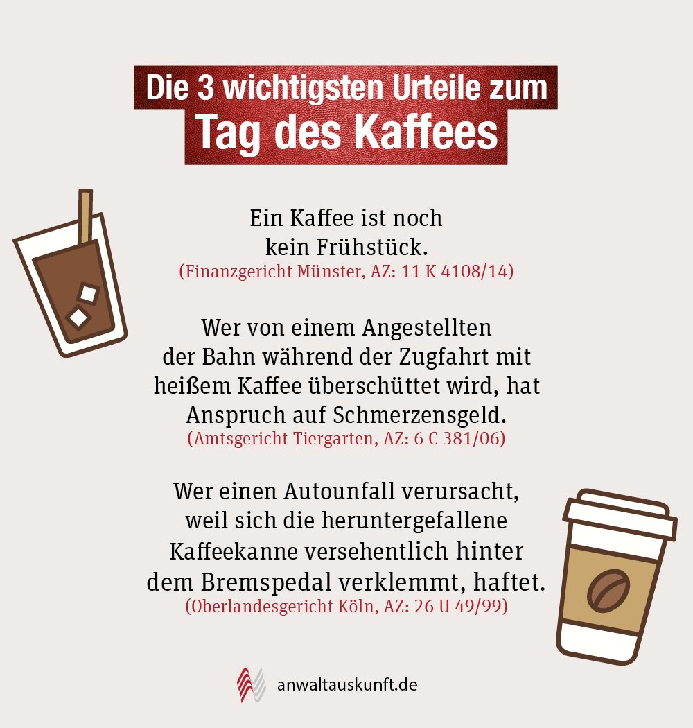 anwaltauskunft's tweet photo. Unser kostenloser Rechtstipp: Entspannt genießen! ☕😎 #TagdesKaffees https://t.co/HftcSaMMpO