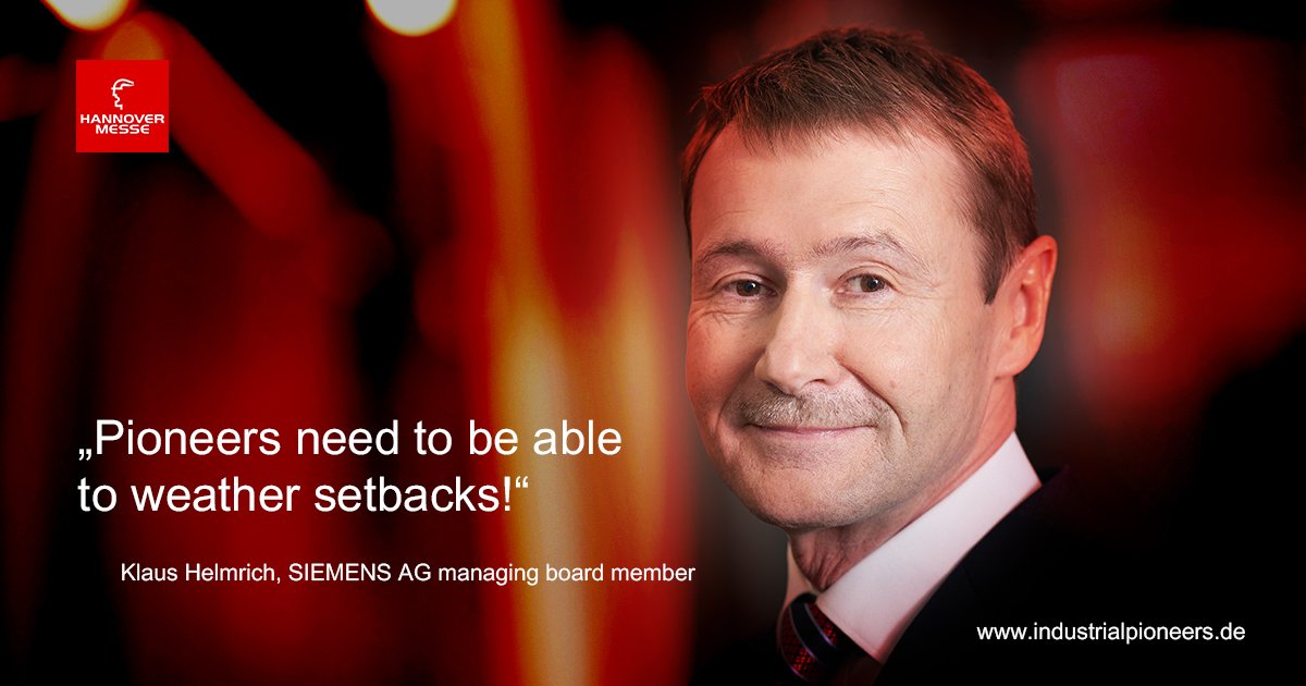 For @KlausHelmrich , managing board member at <a href="/Siemens/">Siemens</a> AG, industrial pioneers are essential to #business success. Find out more in this interview: di-ri.co/dcj5l #HM19 #IndustrialPioneers